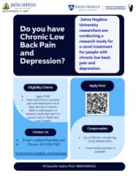 Chronic Low Back Pain and Depression Study (Johns Hopkins)