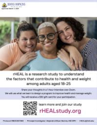 rHEAL: Research Study on Factors Contributing to Health and Weight Among Adults Aged 18-25