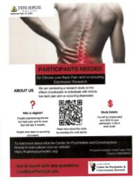 Psilocybin Treatment for Chronic Low Back Pain with Co-occurring Depression