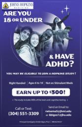 Brain MRI and Cognitive Testing Study for Youth with ADHD Ages 6-18