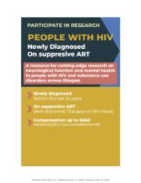 Research Study for People with HIV Newly Diagnosed and on Suppressive ART